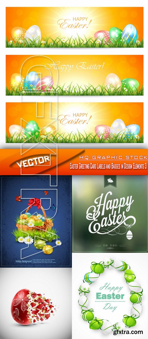 Stock Vector - Easter Greeting Card Labels and Badges in Design Elements 3