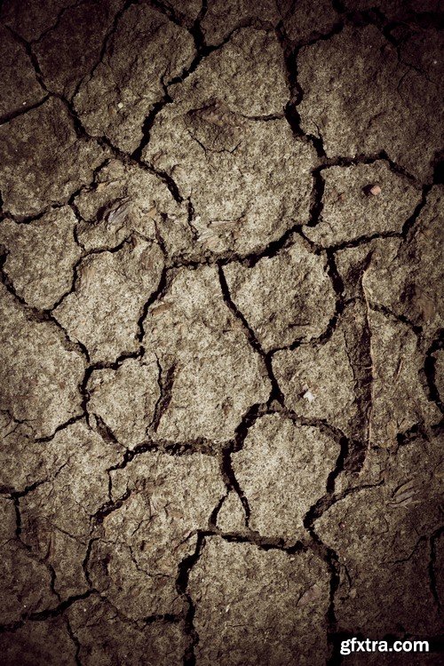 Stock Photos - Cracks in the ground, 25xJPG