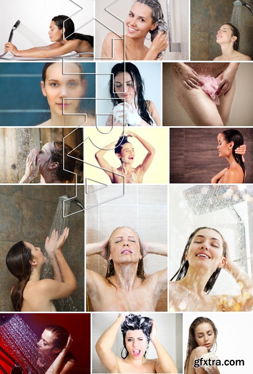 Stock Photos - Girl taking a shower, 25xJPG