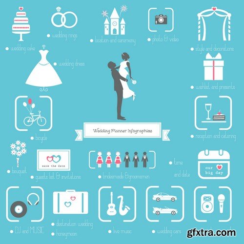 Stock Vectors - Wedding infographic, 25xEPS