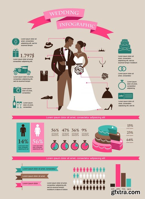 Stock Vectors - Wedding infographic, 25xEPS