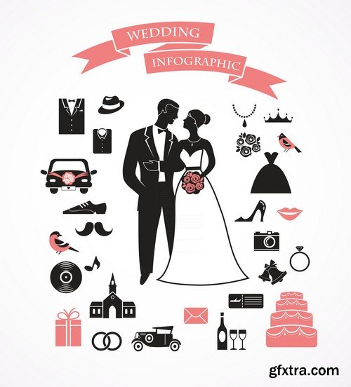 Stock Vectors - Wedding infographic, 25xEPS