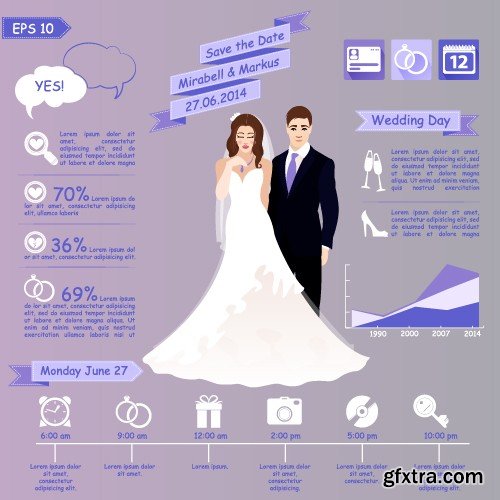 Stock Vectors - Wedding infographic, 25xEPS