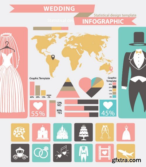 Stock Vectors - Wedding infographic, 25xEPS