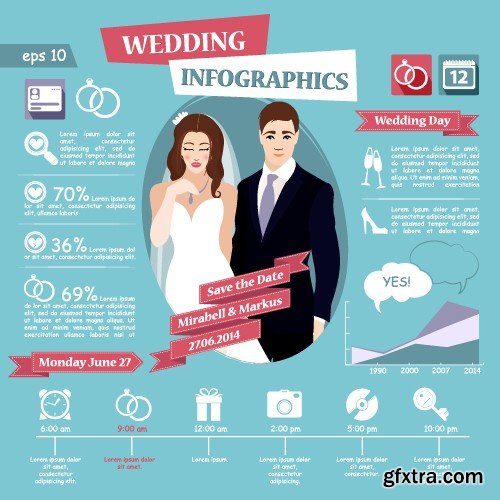 Stock Vectors - Wedding infographic, 25xEPS