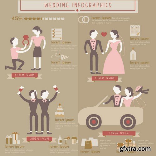 Stock Vectors - Wedding infographic, 25xEPS