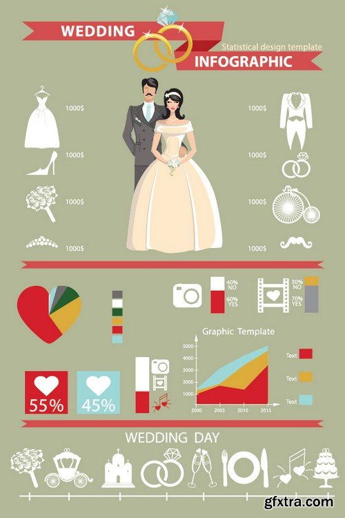 Stock Vectors - Wedding infographic, 25xEPS