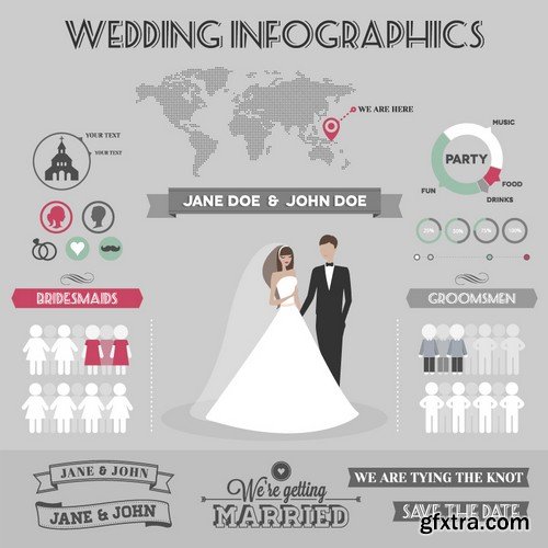 Stock Vectors - Wedding infographic, 25xEPS