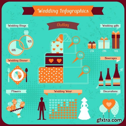 Stock Vectors - Wedding infographic, 25xEPS