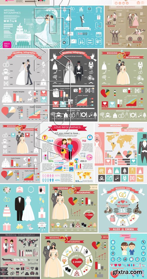 Stock Vectors - Wedding infographic, 25xEPS