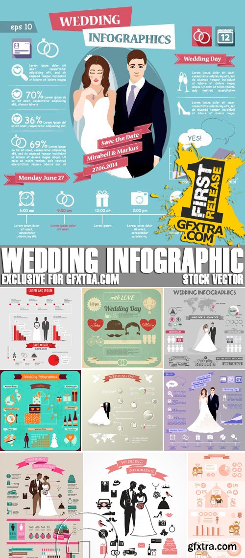 Stock Vectors - Wedding infographic, 25xEPS