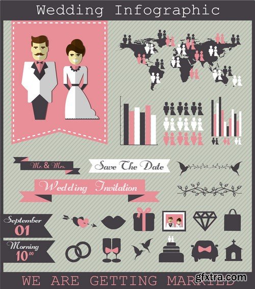 Stock Vectors - Wedding infographic, 25xEPS