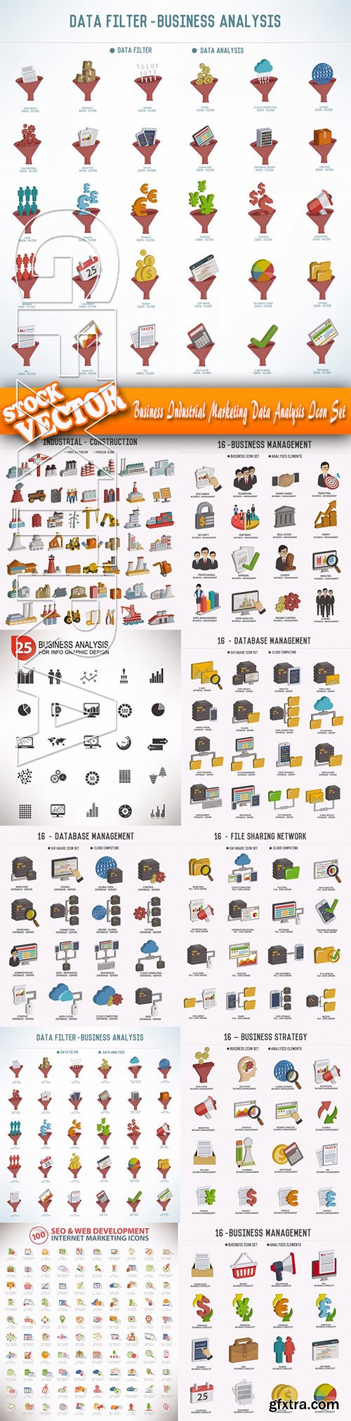 Stock Vector - Business Industrial Marketing Data Analysis Icon Set