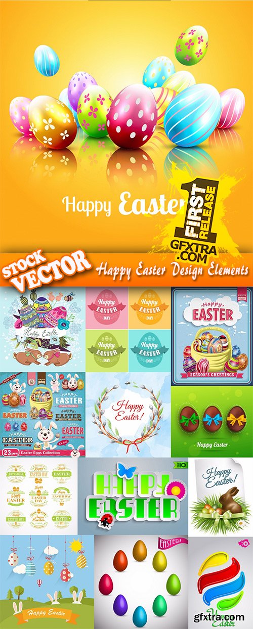 Stock Vector - Happy Easter Design Elements, 25EPS