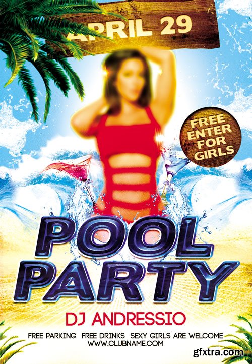 Pool Party Flyer Templates plus FB Cover