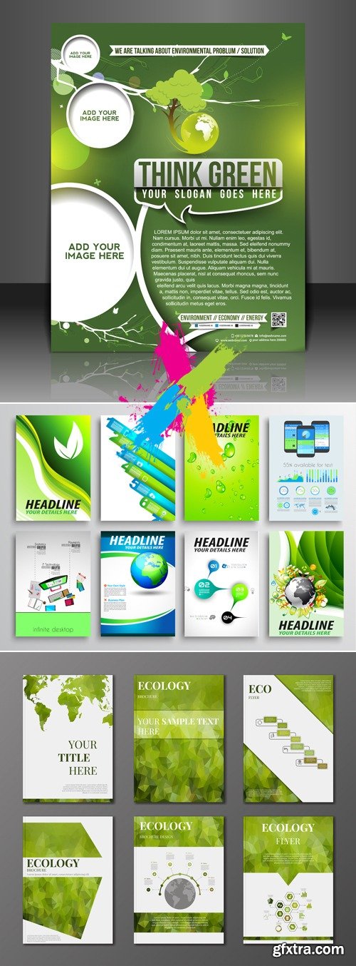 Ecology Concept Brochure Templates Vector