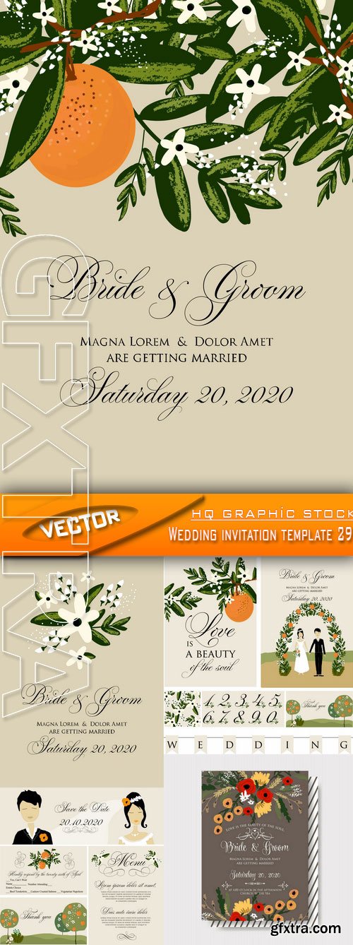 Stock Vector - Wedding invitation template 29