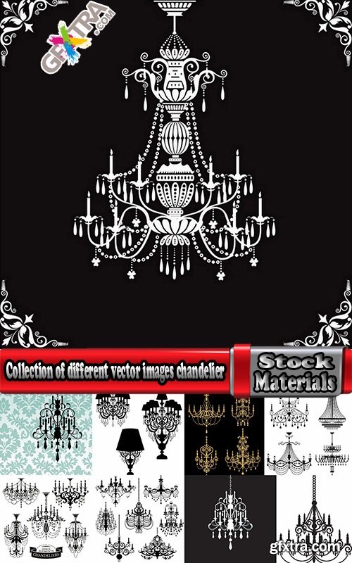 Collection of different vector images chandelier 25 Eps