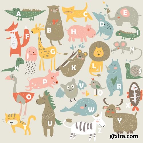 Vector - Seamless Background with Cute Animals