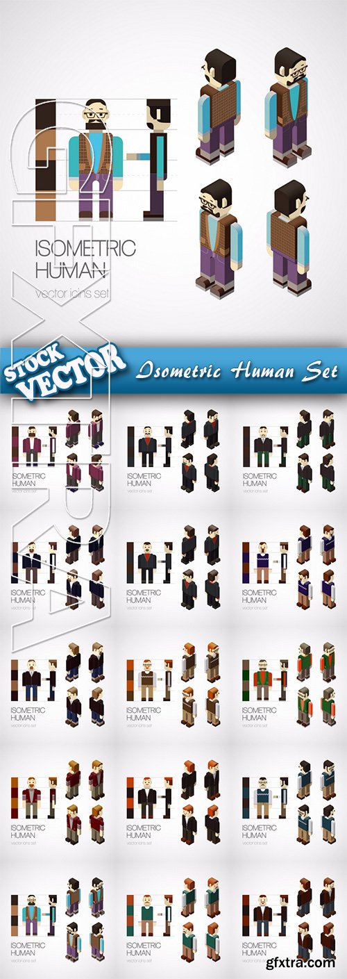 Stock Vector - Isometric Human Set