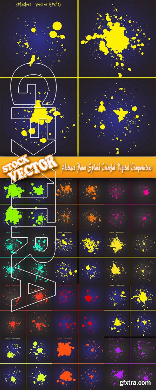 Stock Vector - Abstract Paint Splash Colorful Digital Compositions