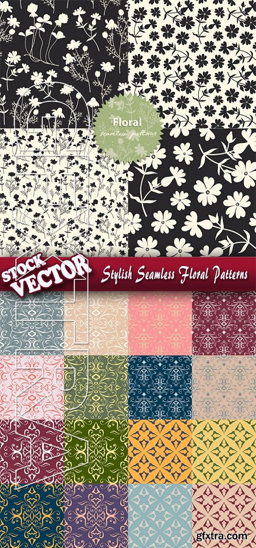 Stock Vector - Stylish Seamless Floral Patterns