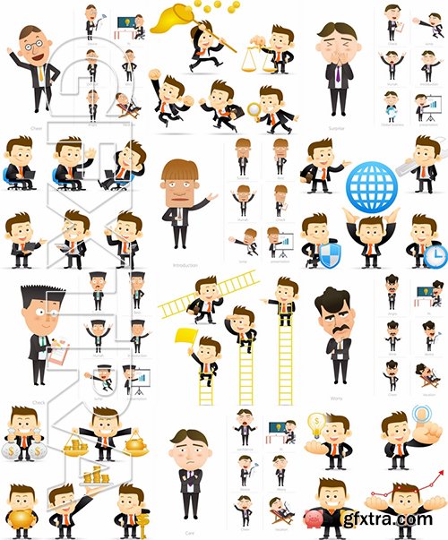 Stock Vector - Business Character Corporate Life Flat Design, 50EPS