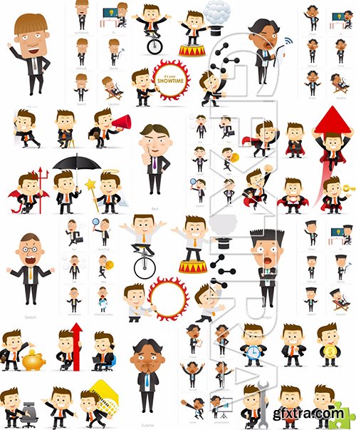 Stock Vector - Business Character Corporate Life Flat Design, 50EPS