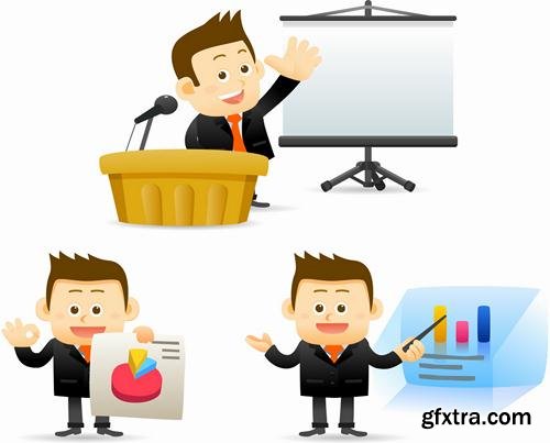 Stock Vector - Business Character Corporate Life Flat Design, 50EPS