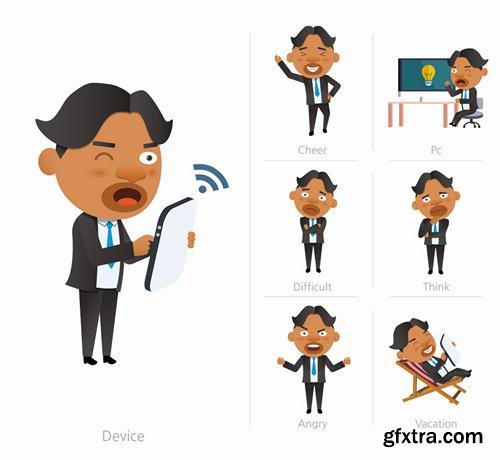 Stock Vector - Business Character Corporate Life Flat Design, 50EPS