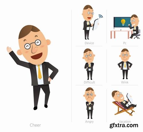 Stock Vector - Business Character Corporate Life Flat Design, 50EPS