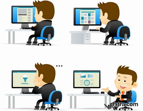 Stock Vector - Business Character Corporate Life Flat Design, 50EPS