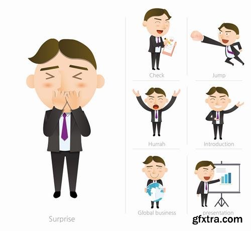 Stock Vector - Business Character Corporate Life Flat Design, 50EPS