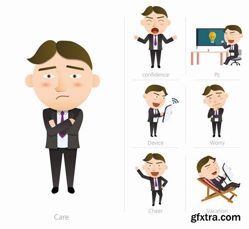 Stock Vector - Business Character Corporate Life Flat Design, 50EPS