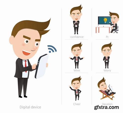 Stock Vector - Business Character Corporate Life Flat Design, 50EPS