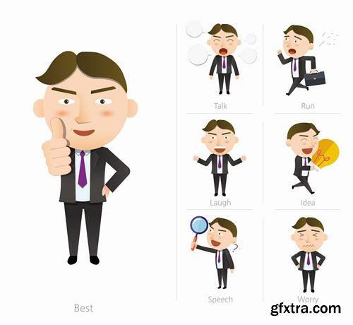 Stock Vector - Business Character Corporate Life Flat Design, 50EPS