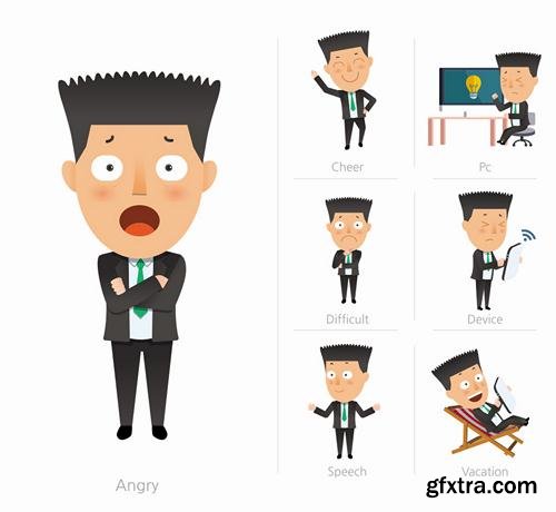 Stock Vector - Business Character Corporate Life Flat Design, 50EPS