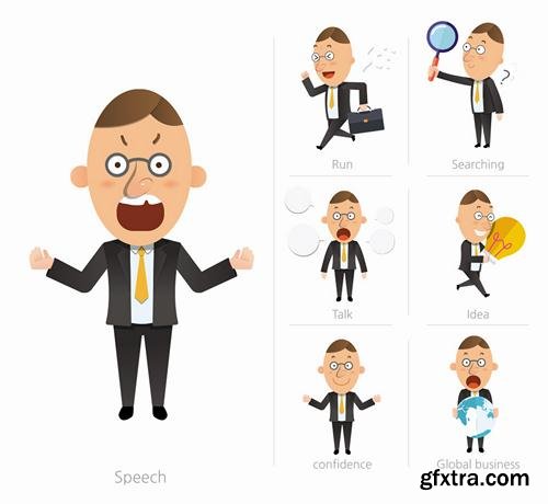 Stock Vector - Business Character Corporate Life Flat Design, 50EPS