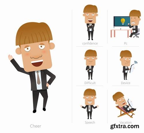 Stock Vector - Business Character Corporate Life Flat Design, 50EPS