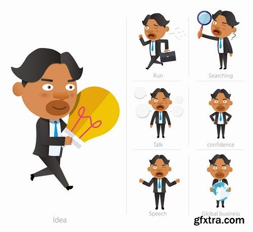 Stock Vector - Business Character Corporate Life Flat Design, 50EPS