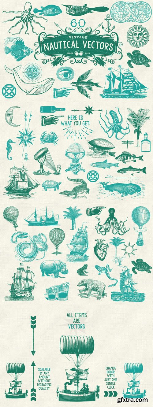 60 Vintage Nautical Vectors - CM 199839