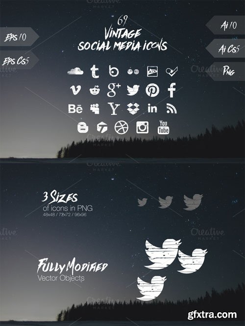 69 vintage social media icons - CM 211339