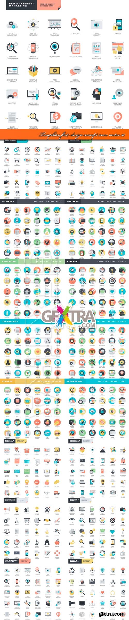 Templates flat design concept icons vector 32