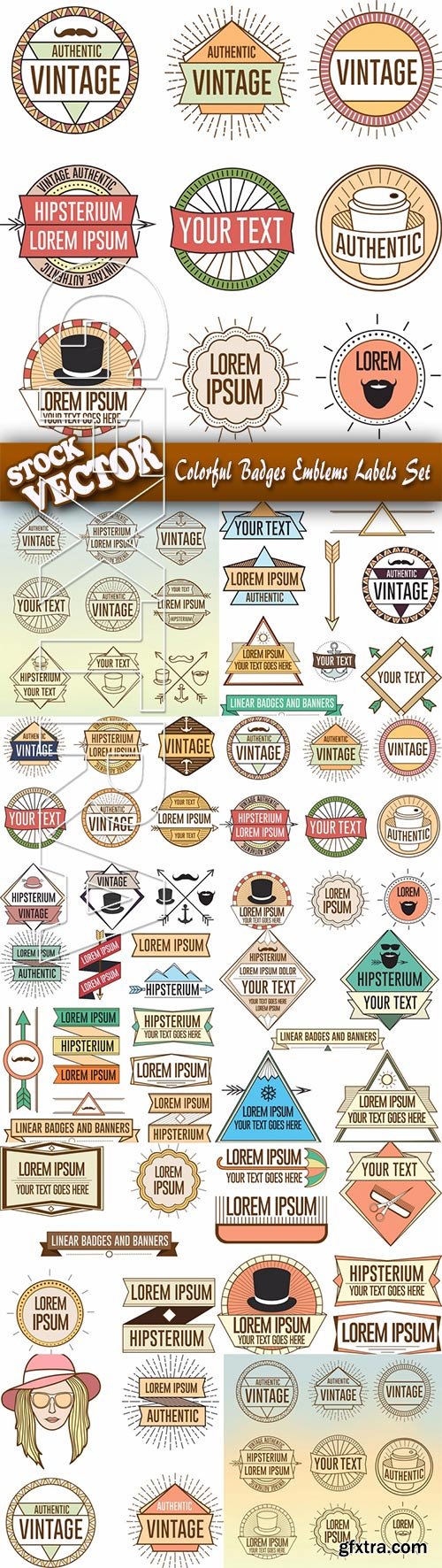 Stock Vector - Colorful Badges Emblems Labels Set