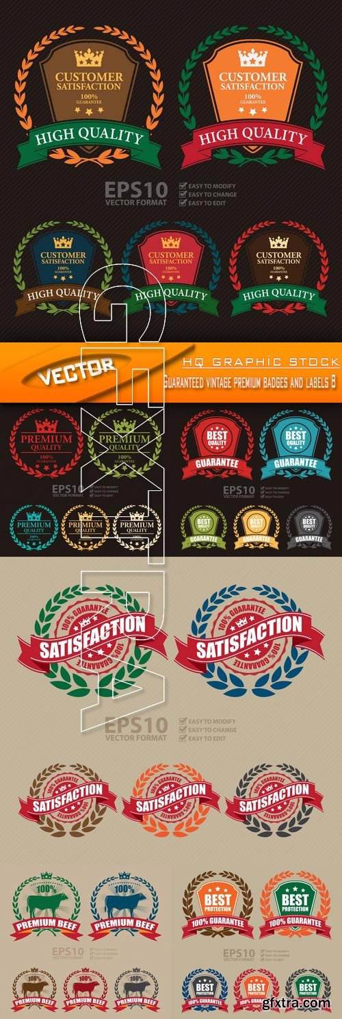 Stock Vector - Guaranteed vintage premium badges and labels 8