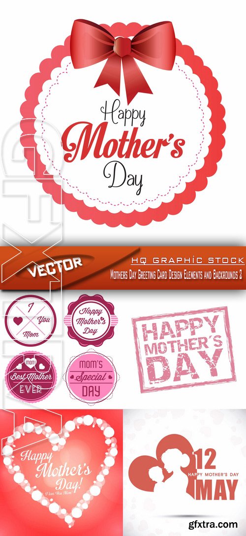 Stock Vector - Mothers Day Greeting Card Design Elements and Backrounds 2