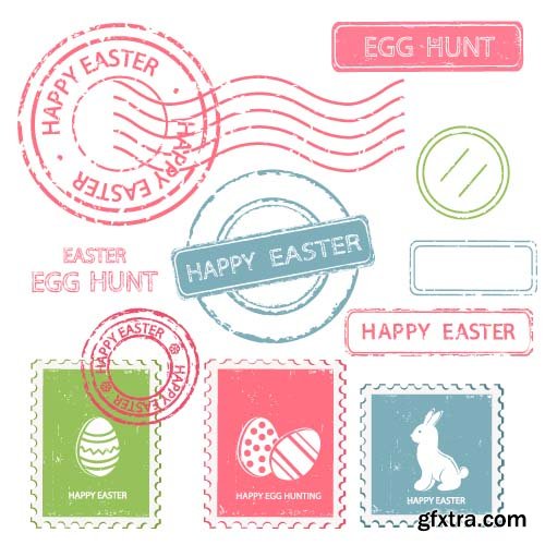 Easter bunny and eggs image menu 13x EPS