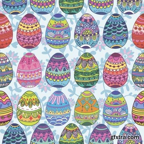 Easter bunny and eggs image menu 13x EPS