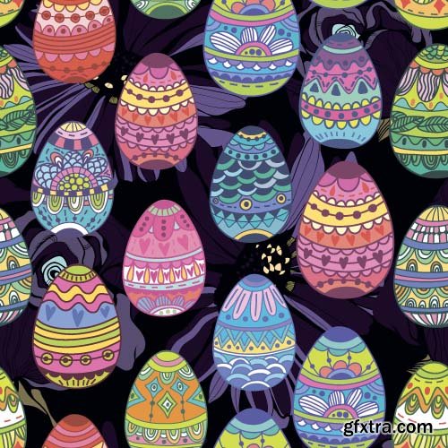 Easter bunny and eggs image menu 13x EPS