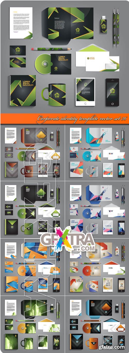 Corporate identity template vector set 36